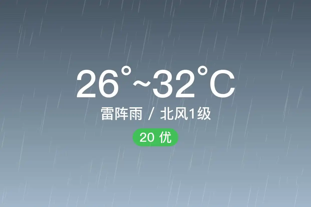 「深圳盐田」9/10，雷阵雨，26~32℃，北风1级，空气质量优