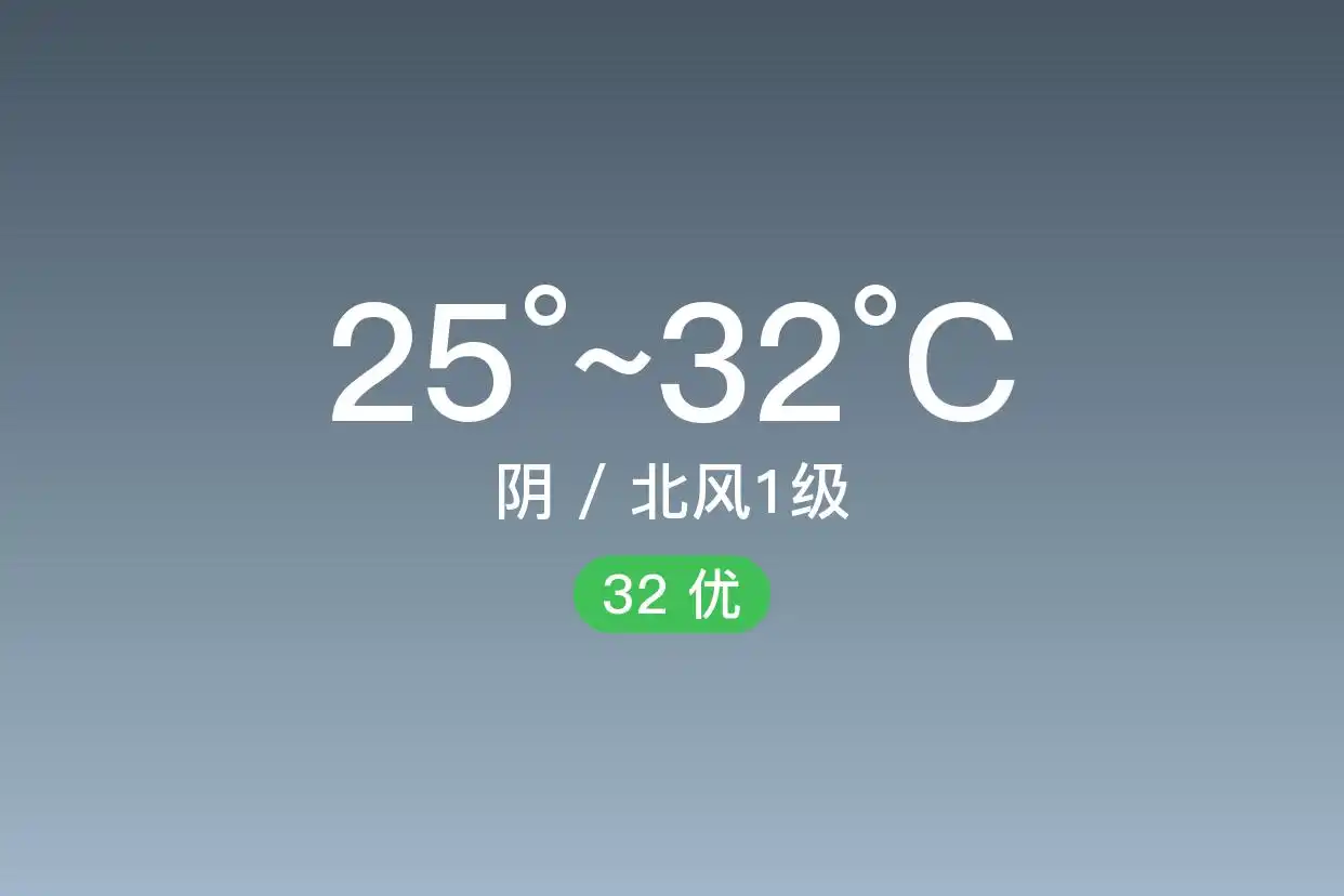 「杭州」9/11，阴，25~32℃，北风1级，空气质量优