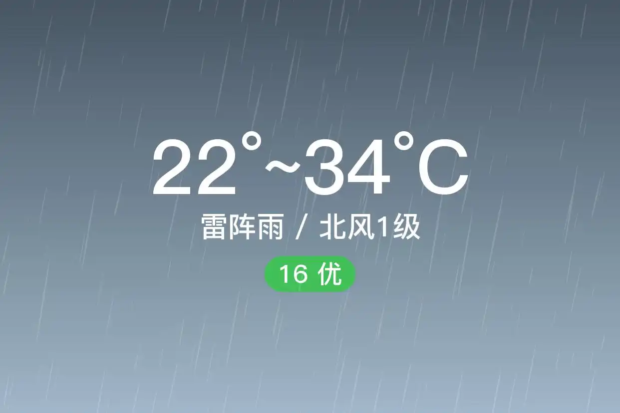 「白沙」9/12，雷阵雨，22~34℃，北风1级，空气质量优